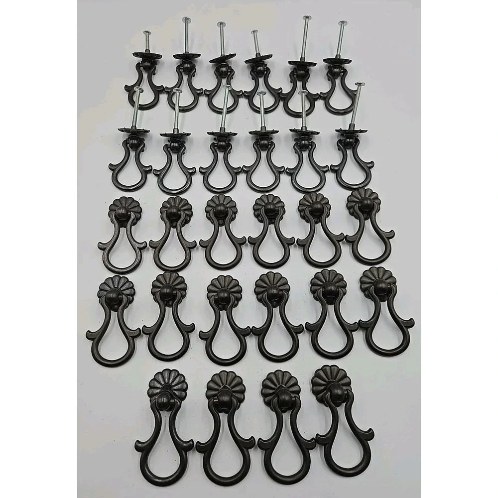 28 French Provincial Antique Drop‎ Ring Drawer Pull Victorian Cabinet Handle